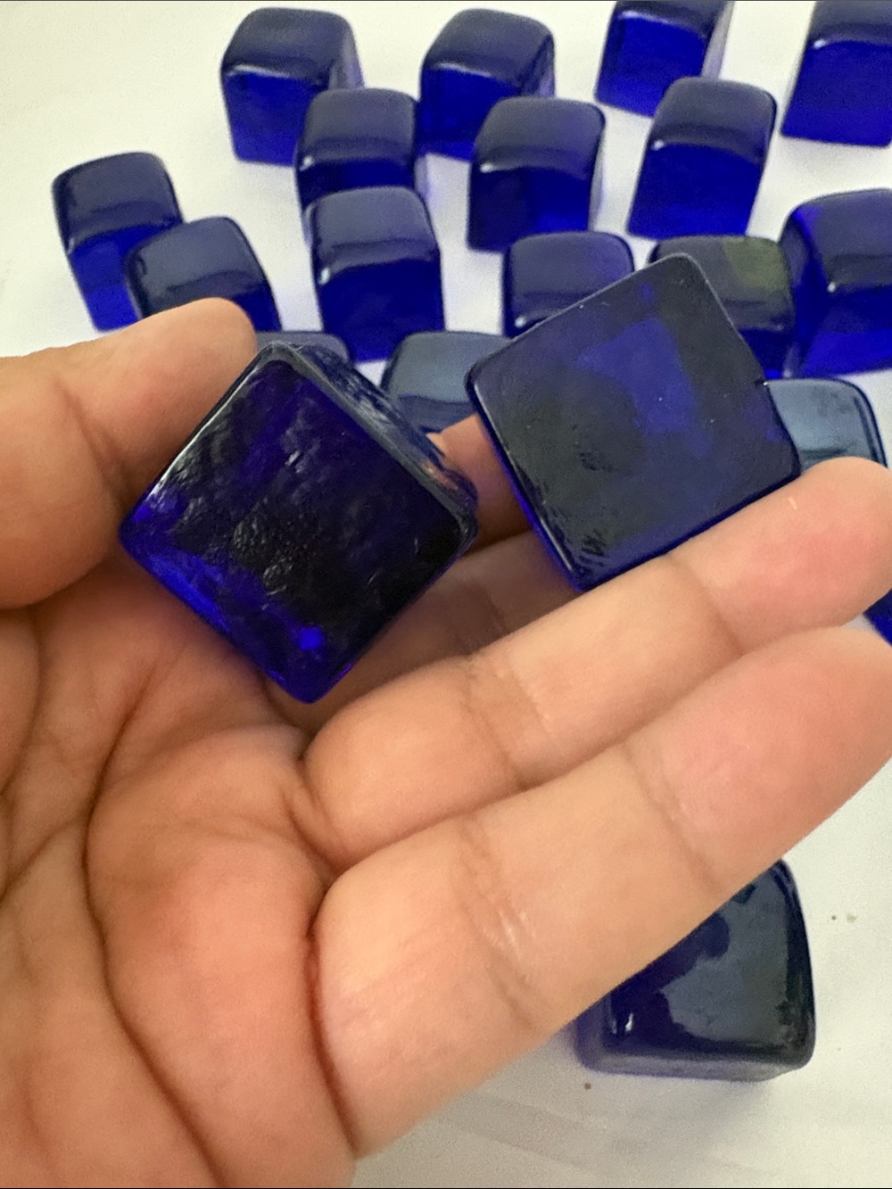29- 1” blue cobalt glass cubes - Picture 3 of 3